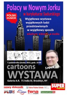 Karykatury Polaków w Nowym Jorku - wystawa Szczepana Sadurskiego